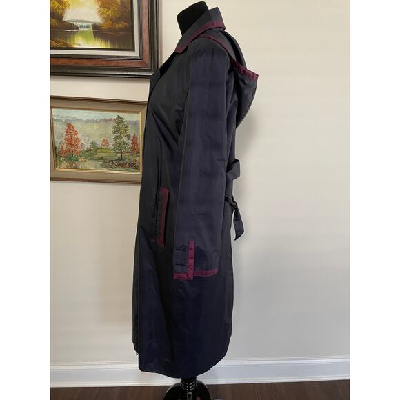 Vtg. TOTES Raincoat Windbreaker SZ 10P Navy with Maroon Contrast - Picture 6 of 8